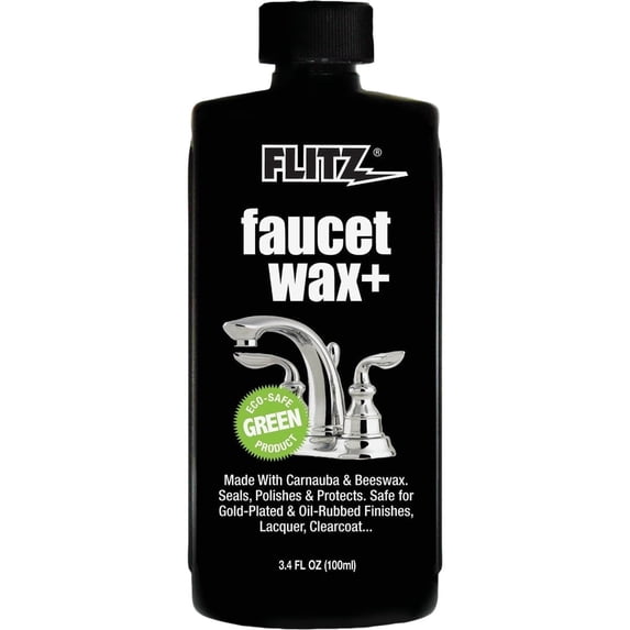 Flitz Faucet Wax, Hard Water Stain Remover, Stainless Steel Cleaner and Polish Sealant, 3.4 oz