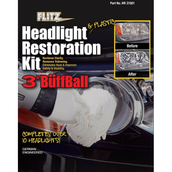 Flitz Headlight Restoration Kit, Metal Polish and Paint Sealant, All-in-One Kit