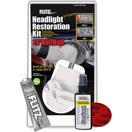Flitz Headlight Restoration Kit - Polish and Ceramic Sealant for Clear Finish - All in One Kit