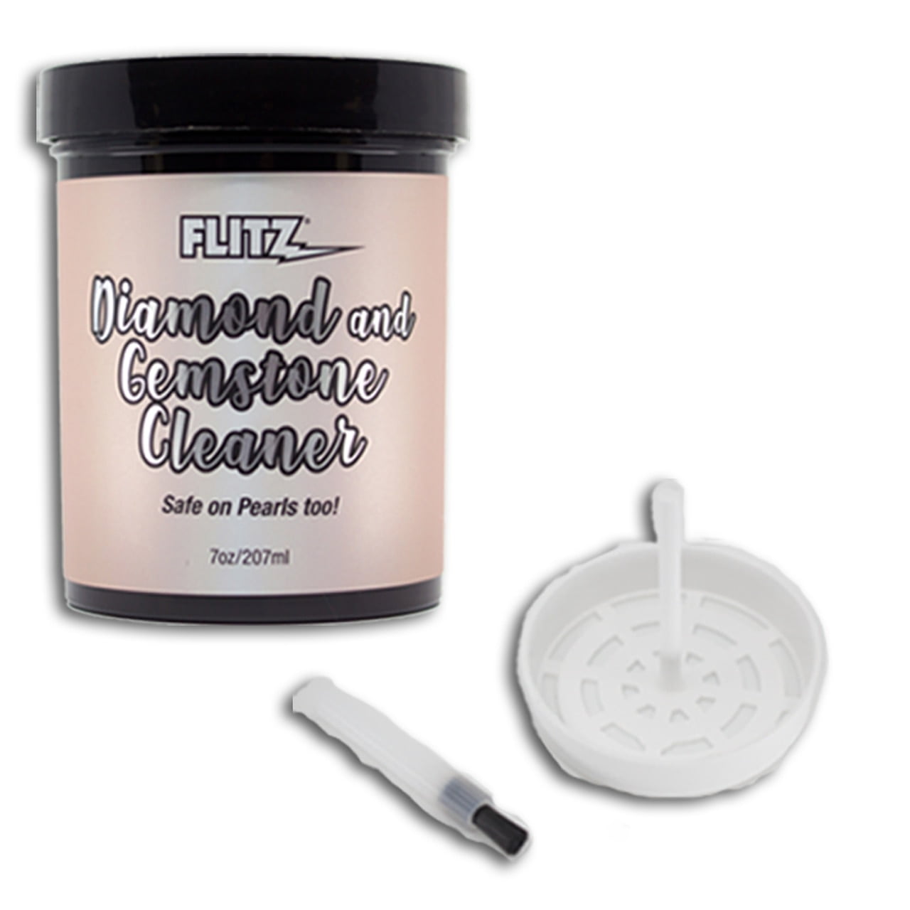 Flitz Diamond and Gemstone Cleaner – Fine Jewelry Cleaner for all Jewelry,  Gold, Diamond Rings, Sterling Silver, Platinum and More - 7 oz Dip Jar with