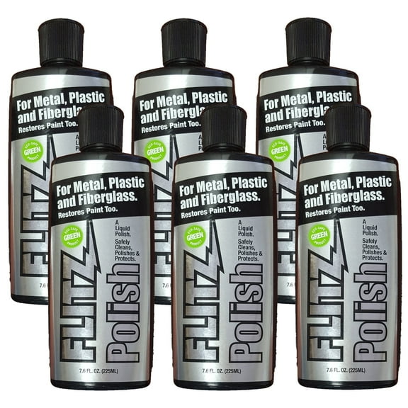 Flitz LQ 04587-6A Metal, Plastic and Fiberglass Liquid Polish, 7.6 oz. Bottle, 6-Pack, Black