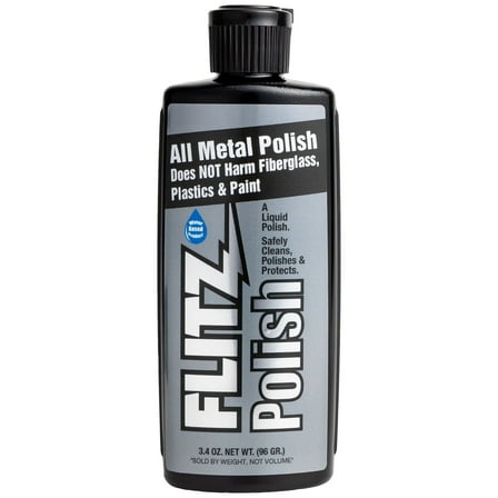 Flitz Liquid Metal Polish, Brass & Aluminum Cleaner for Chrome, 3.4 oz - Removes Oxidation, Stains, Rust