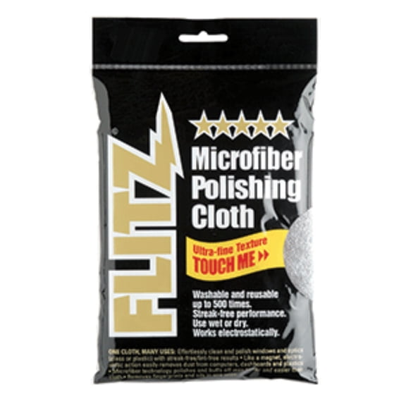 8" Black, Gray, and Brown Cleaning Accessories Flitz Microfiber Polishing Cloth Single Bag