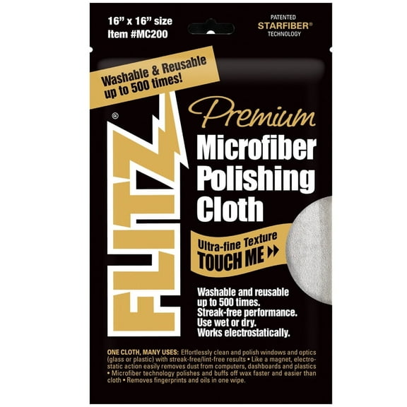 "Flitz Microfiber Cleaning Cloths for Polishing, Gray, 400g, 16"" x 16"""