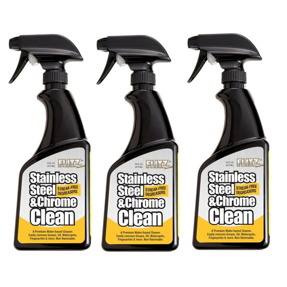 Flitz Stainless Steel Cleaner and Polish For Appliances, Streak Free Shine for Refrigerators, Dishwashers, Sinks, BBQ Grills, Ovens and More, 16 oz, 3 Pack