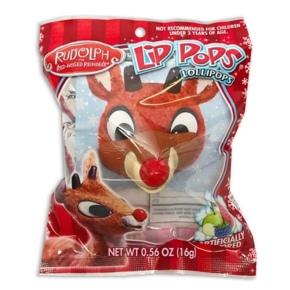 Rudolph The Red Nosed Reindeer Lip Pops Lollipops 0.56 oz