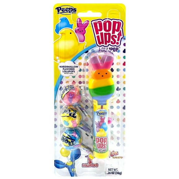 Flix Candy Easter - Peeps Pop Up Lollipops Blister Card, 1 Count, Marshmallow Flavor, 1.26oz
