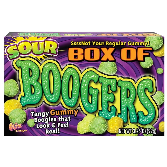 Flix Candy Halloween Sour Box of Boogers Gummies Candy, 3.25 Ounce Theater Box - 12 Count Display Box