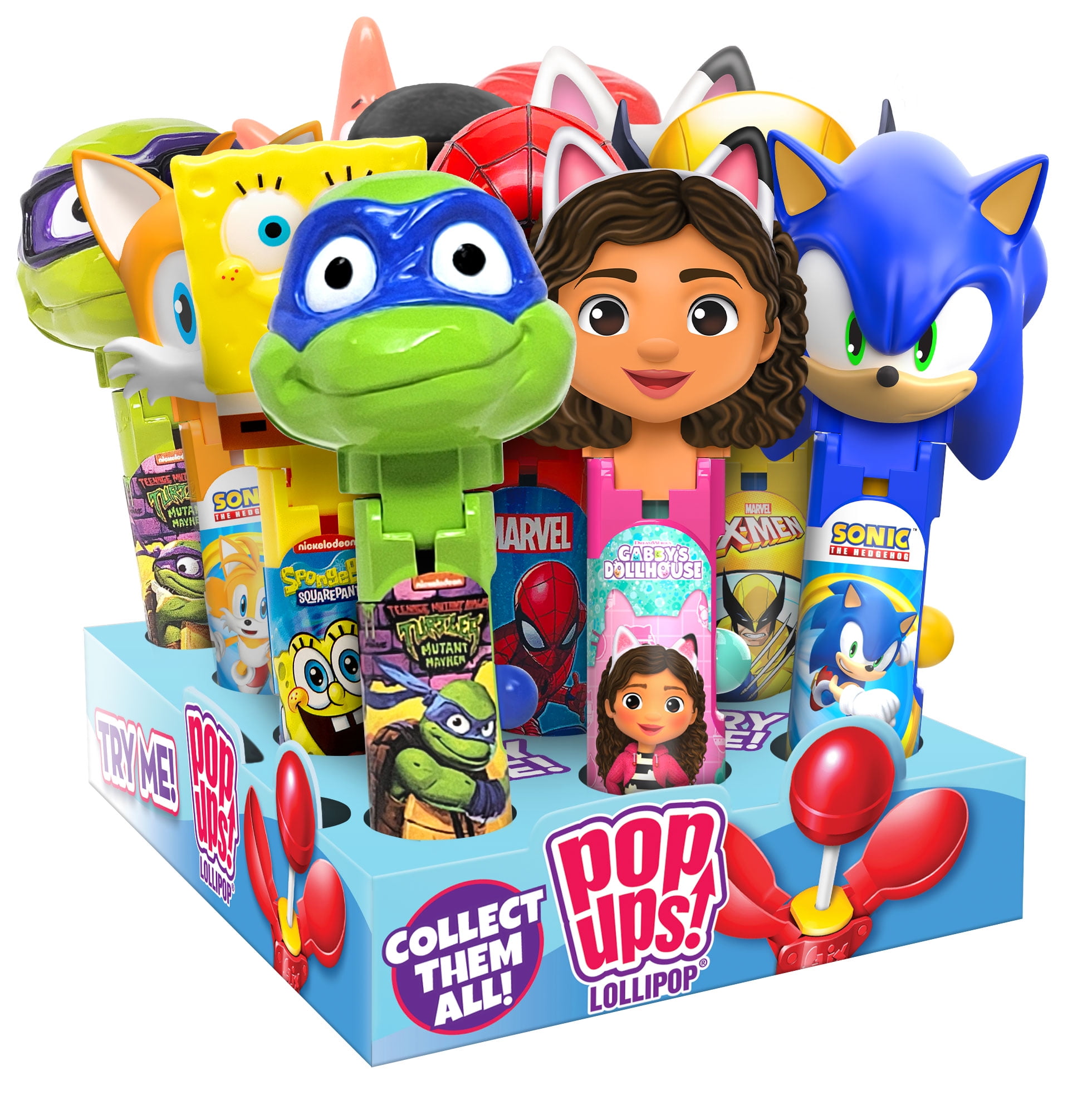 Flix Candy Pop Ups! Lollipops, 12 Count, Assorted Characters