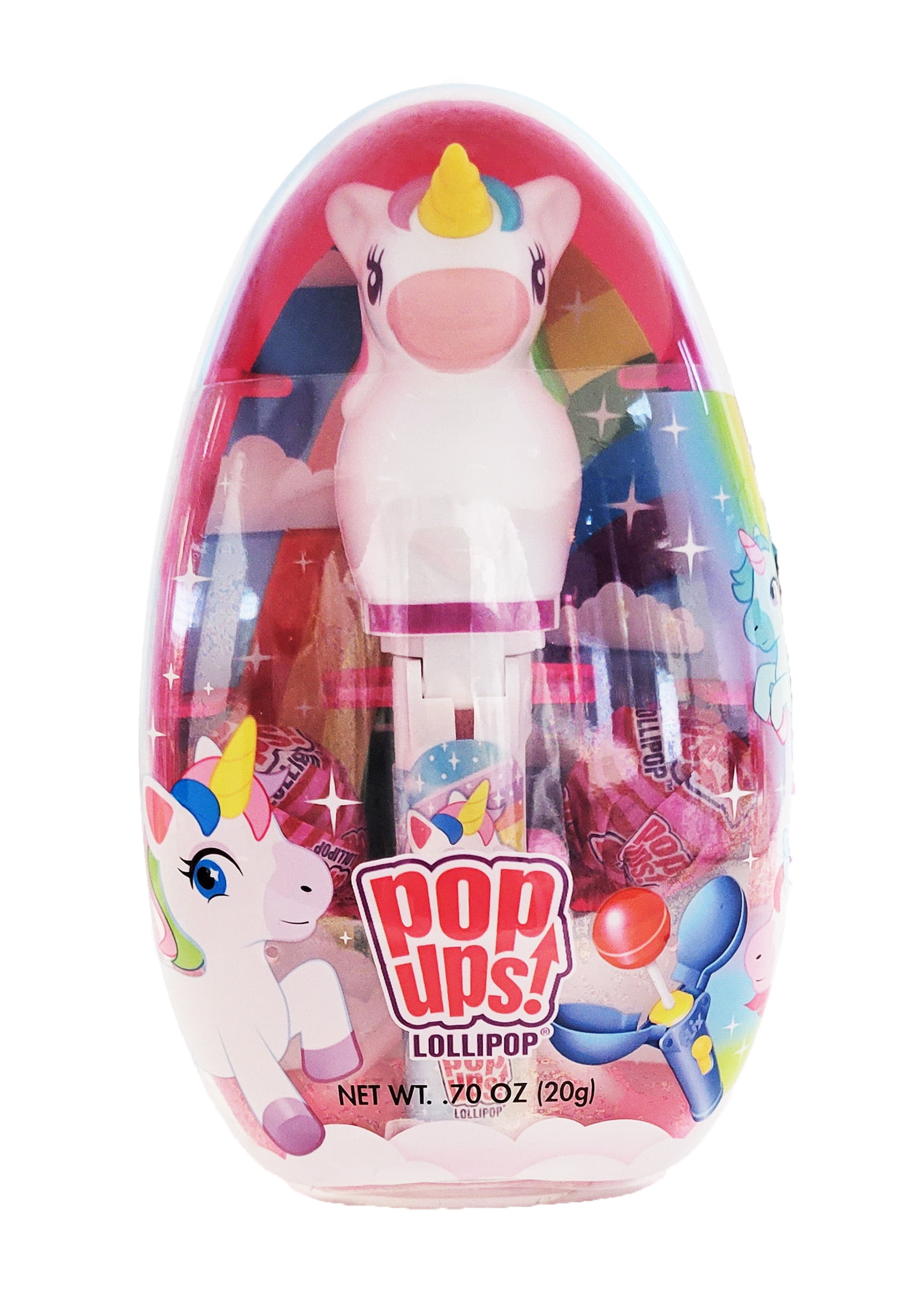 Flix Candy Unicorn Pop up Lollipop Jumbo Egg, Strawberry Flavored