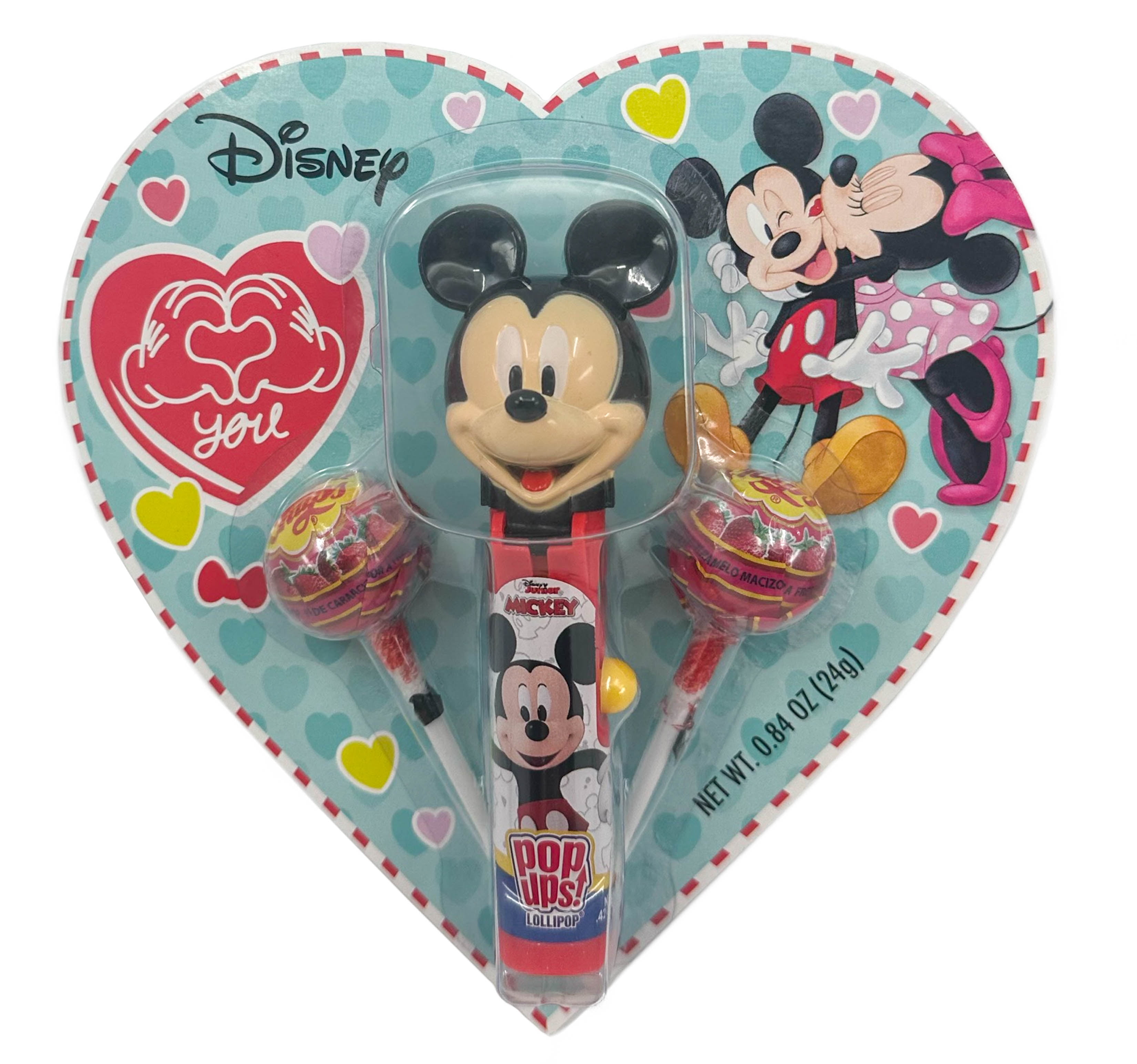 Flix Candy Valentine's Day-Disney Jr. Lollipops & Suckers, Tropical Flavor, Blister Card, 0.84 oz