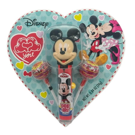 Flix Candy Valentine's Day-Disney Jr. Lollipops & Suckers, Tropical Flavor, Blister Card, 0.84 oz