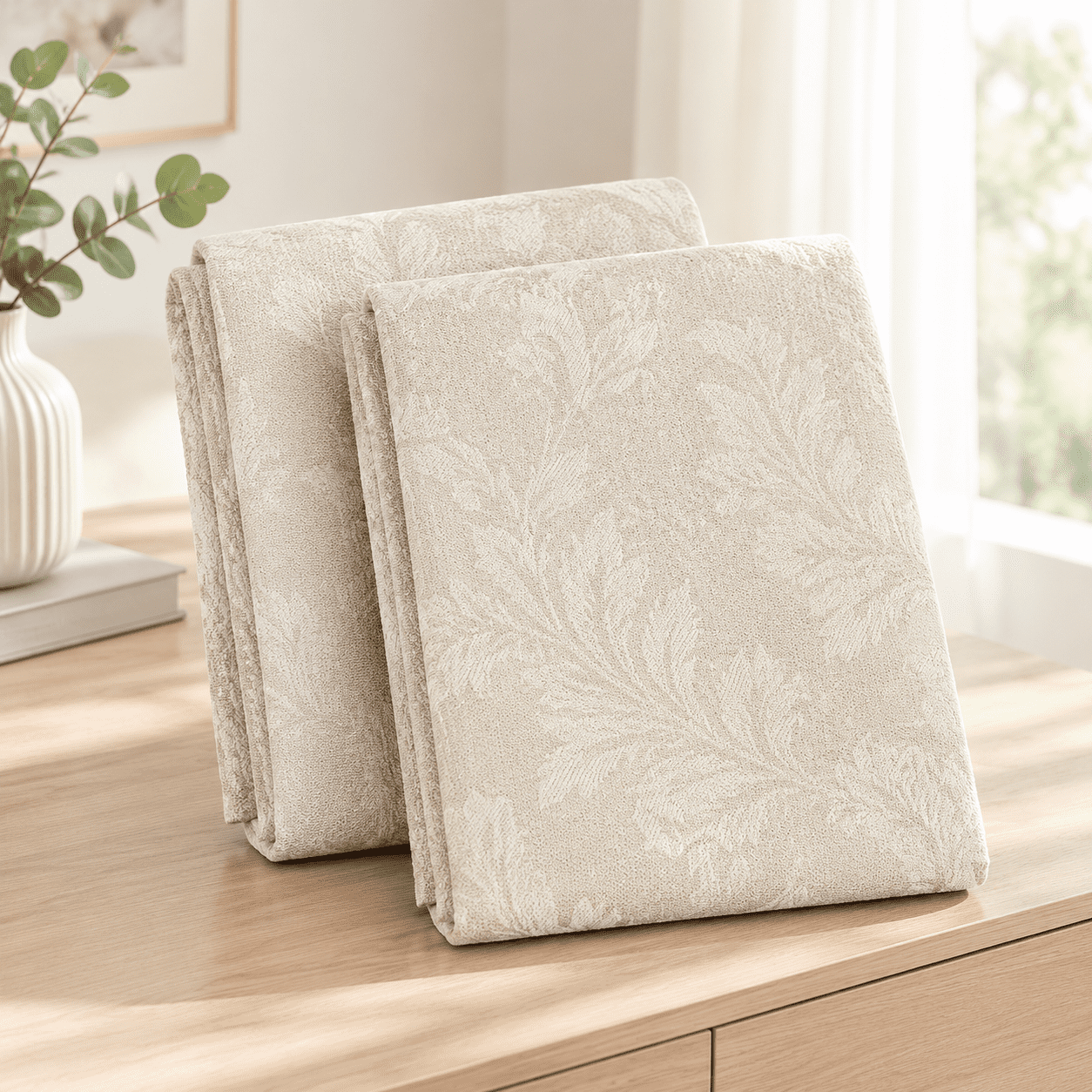 Fljacquard Cream Blackout Curtafor Bedroom 63 Inch Long 2 Panels ...