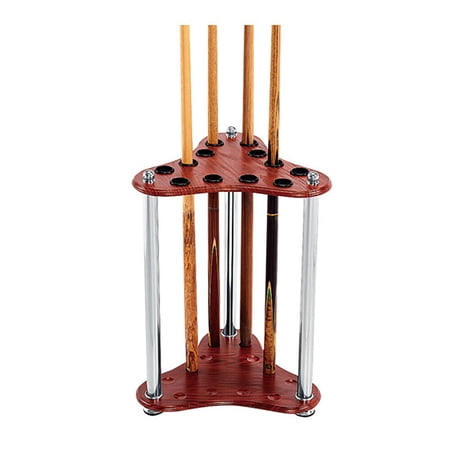 Flkoendmall 12 Holes Pool Wood Billiard Cue Holder Display Stick Rack Red