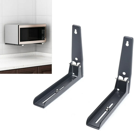 Flkoendmall 2X Stainless Steel Microwave Oven Bracket Rack Foldable Wall Mounted