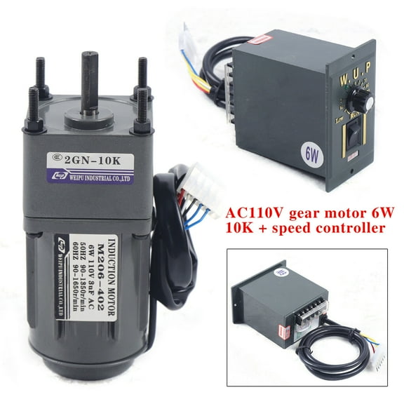 Flkoendmall 6W AC Gear Motor with Speed Controller Electric Single-phase Motor Variable Speed (10K)
