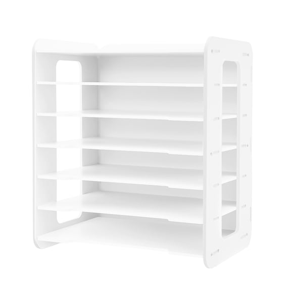 7 Tier Literature Organizer Rack Horizontal Organizer for Home White File Holder Office Desk Mail Letter Tray & Paper Sorter Document Notebooks Storage Rack