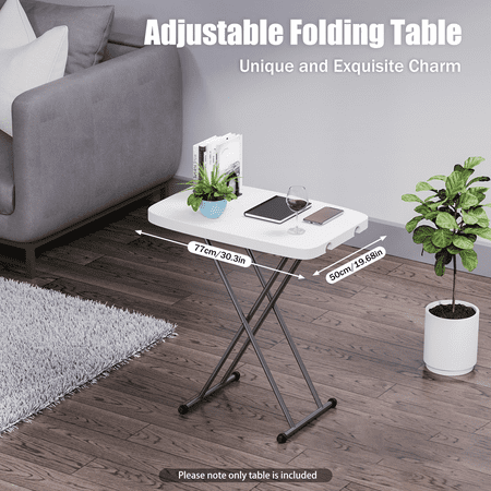 Flkoendmall Adjustable Height Folding Table, White