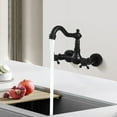 thumbnail image 1 of Retro Black Bathroom Kitchen Faucet Center Wall Mount 2 Handle Sink Mixer Tap, 1 of 10