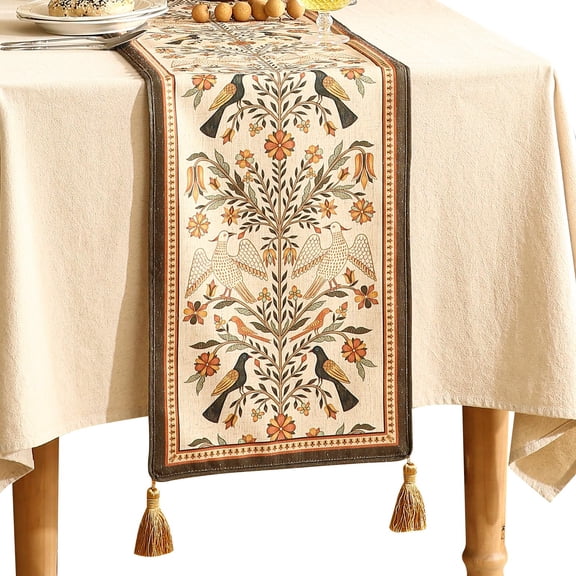 Fllinen Small Table Runner 63 Inches Long Luxury Vintrustic Italian Home Decor Decorative Cloth For Coffee & Dining And Living Room 12"x63" - Seville