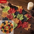 thumbnail image 1 of Fllostpr 100PC Fall Artificial Plastic Maple Leaves Thanksgiving Decorations for Wedding Party Table Decor, 1 of 8