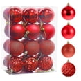 thumbnail image 1 of Fllostpr 24PC Electroplated Christmas Ball Ornaments, Shatterproof Hanging Decor Set for Xmas Tree Wreath Garland Party Indoor, Red 1.2", 1 of 7