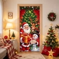 thumbnail image 1 of Fllostpr 35.4x70.8" Christmas Santa Door Cover, Four Corner Perforations Hanging Fabric Background Curtain for Xmas Party Entryway Kitchen, 1 of 6