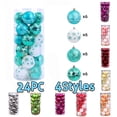 thumbnail image 1 of Fllostpr Christmas 24PC 4Styles Painted Ball Ornaments, Snowflake Shatterproof Hanging Decor Set for Xmas Tree Wall Party Indoor, 2.4", 1 of 6