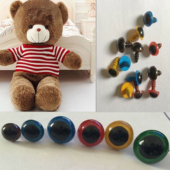 Flm 100 Pcs 8-20mm Plastic Safety Eyes for Teddy Bear Doll Animal Puppet Craft DIY