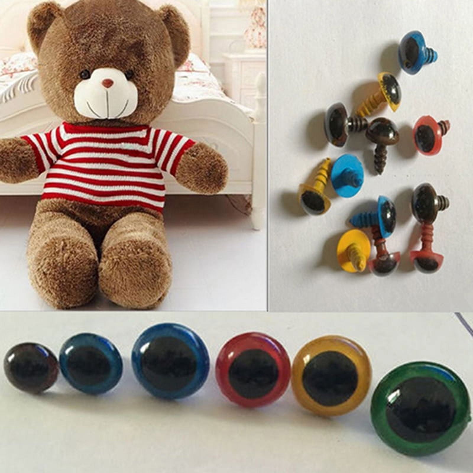 Flm 100 Pcs 8-20mm Plastic Safety Eyes for Teddy Bear Doll Animal Puppet  Craft DIY 