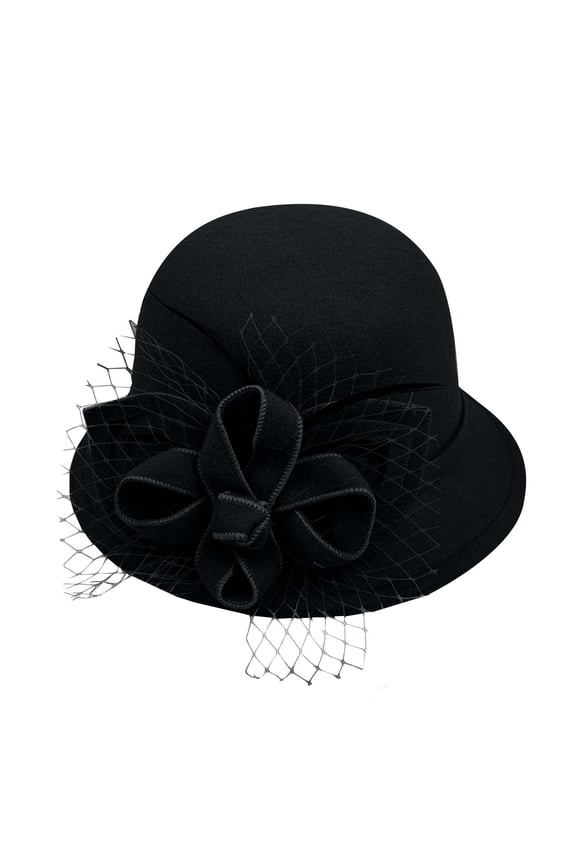 Tea Party Hats for Women New Women's European Style Woolen Bucket Hat Elegant Net Flower Round Top Fisherman Autumn Winter