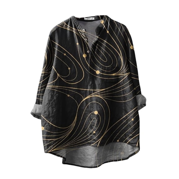 Flmaly Womens Summer Tops Business Casual Flower Pattern Printed Women's Floral Casual Long Sleeved Shirt Cute Tops for Women