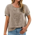thumbnail image 1 of Flmaly Womens Summer Tops Business Casual Women's Fashionable Casual Solid Color Pleated Cotton And Linen Tops Shirts And T Shirts Cute Tops for Women, 1 of 8