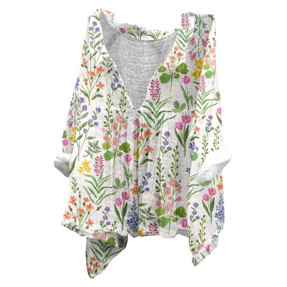 Flmaly Womens Summer Tops Business Casual Women's Floral Butterfly Print Natural Autumn Fragrant Fabric Shirt Cute Tops for Women