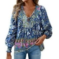 thumbnail image 1 of Flmaly Womens Summer Tops Business Casual Women's V-Neck Tie Casual Printed Fashion Casual Shirt Long Sleeve Top Cute Tops for Women, 1 of 4