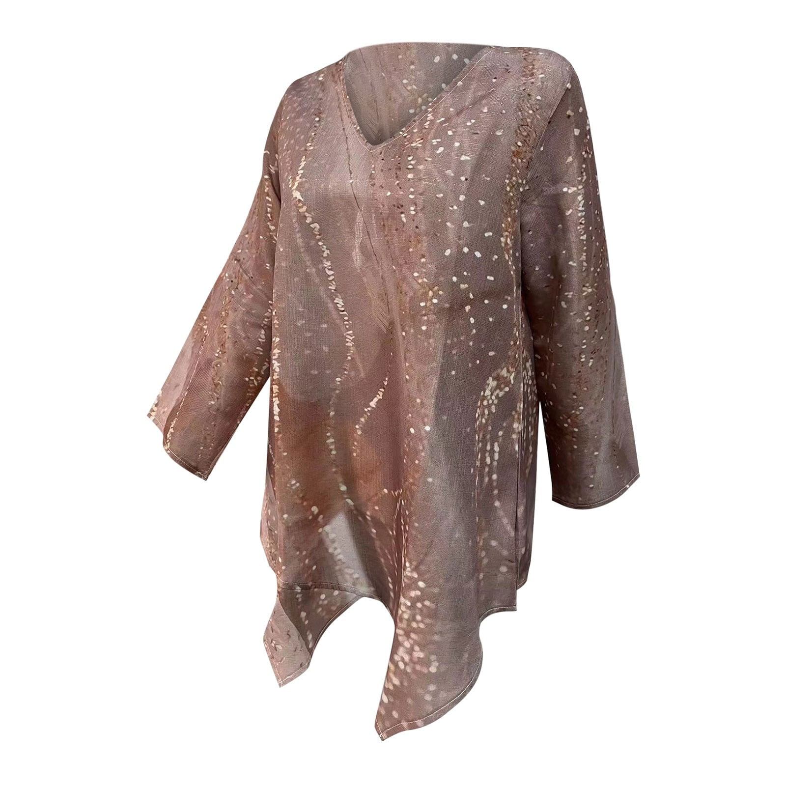 BAISHENGGT Women's Long Sleeve Tunic Top - V-Neck Blouse For Leggings With Gypsophila Paisley Print (Size L)