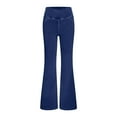 thumbnail image 1 of Flmaly jeans for women stretch denim High Waisted Slimming Pockets Denim Fitness Flared Pants For Women's Elastic Tight Fitting Sports Yoga Outerwear Casual Pants Stretchy Wide Leg Straight, 1 of 4
