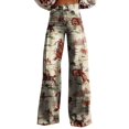thumbnail image 1 of Flmaly jeans for women stretch denim Wide Leg Pants Woman High Waist Floral Patterned Pants Lightweight Loose Fit Casual Colorful Trouser Imitation Jeans Stretchy Wide Leg Straight, 1 of 4