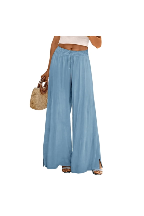 vacation outfits for women High Waistband Women's Summer Pants 2024 High Waist Wide Leg Floral Casual Cotton Casual Pants Vacation Outfits