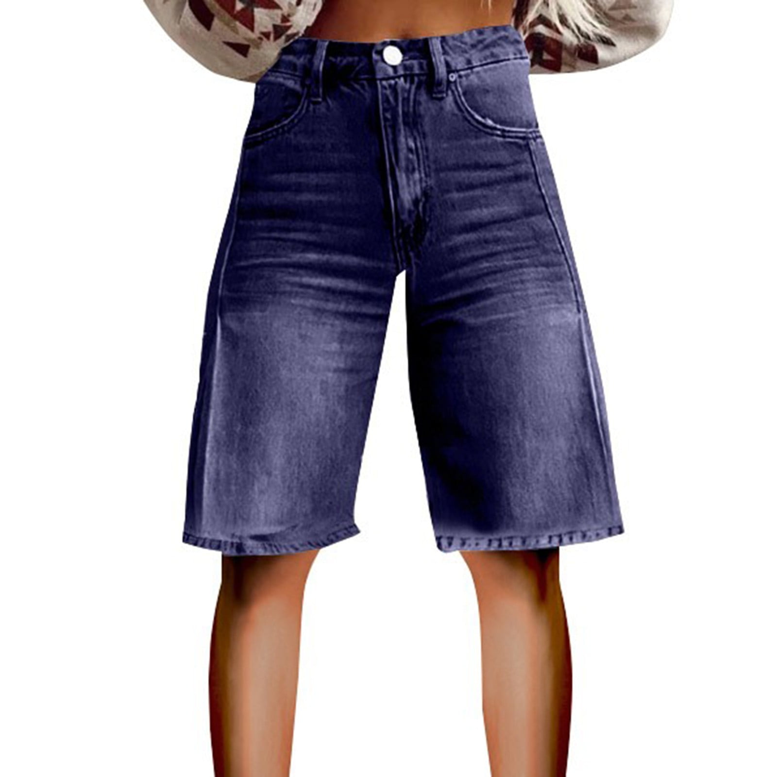 Men's Wide-Leg Denim Shorts with Pockets