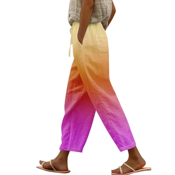 Flmaly vacation outfits for women High Waistband Linen Capris For Women Summer High Waisted Wide Leg Plus Size Capri Pants Lightweight Capri Trousers S 5Xl Vacation Outfits