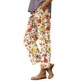 thumbnail image 1 of Flmaly vacation outfits for women High Waistband Women's Summer Wide Leg Casual Trousers Summer Trousers Plain Palazzo Trousers Straight Cut Fabric Trousers Casual Suit Trousers Vacation Outfits, 1 of 5