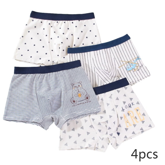 Flmei 4-Pack Toddler Kids Boys Boxer Briefs Underwear Cotton Panties Suitable for All Seasons Baby Four Corners Shorts Underpants for Boys 2-12T