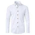 thumbnail image 1 of Flmei Elastic Dress Shirts for Mens Button Non-iron Shirt Men's Wrinkle-Free Business Long Sleeve Blouses Tops Size 38-46, 1 of 9