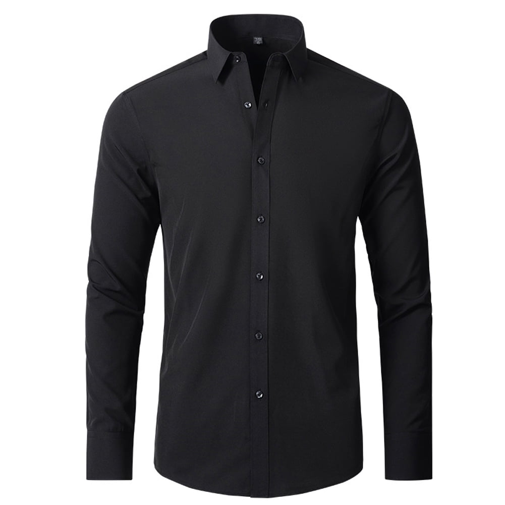 dress shirts with elastic top button Mens Button Down Elastic Shirts Formal Business Long Sleeves Casual Dress Shirts