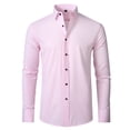 thumbnail image 1 of Flmei Elastic Dress Shirts for Mens Button Non-iron Shirt Men's Wrinkle-Free Business Long Sleeve Blouses Tops Size 38-46, 1 of 9
