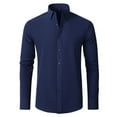 thumbnail image 1 of Flmei Elastic Dress Shirts for Mens Button Non-iron Shirt Men's Wrinkle-Free Business Long Sleeve Blouses Tops Size 38-46, 1 of 9