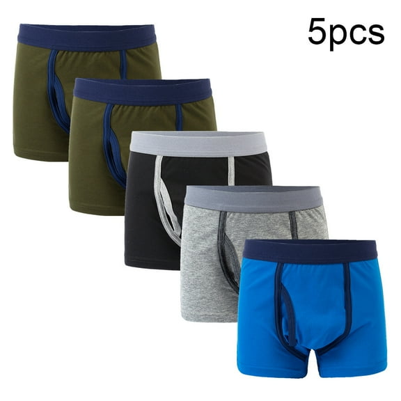Chenyin Kids Baby Boys Underwear 5PCS Soft Boxer Briefs Solid Color Flat Bottom Pants Cotton Boys Underpants for Toddler 2-12 Years