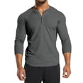 thumbnail image 1 of Flmei Men's T-Shirts Long-Sleeved Henley Shirts Solid Colour Bottom Shirt Comfort Tee Tops for Mens M- 3XL, 1 of 9