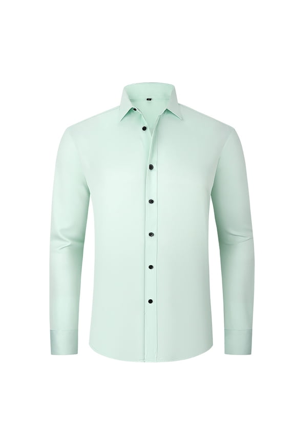 Mens Shirt Wrinkle Free Simple Dress Shirts Non-iron Long Sleeve Business Blouses Tops for Men's Size 38-46